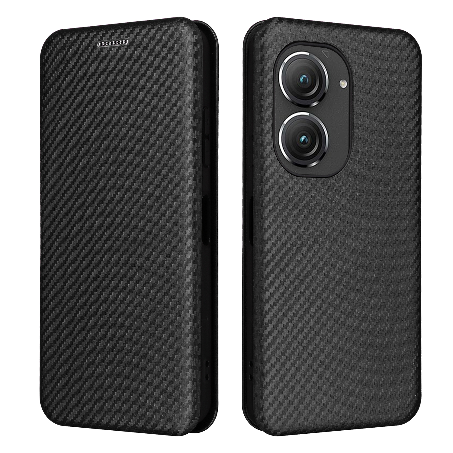 Carbon Fiber Cases For Asus Zenfone 9 Case Magnetic Flip Book Stand Card Protective Wallet Leather ROG Phone 6 Pro Cover