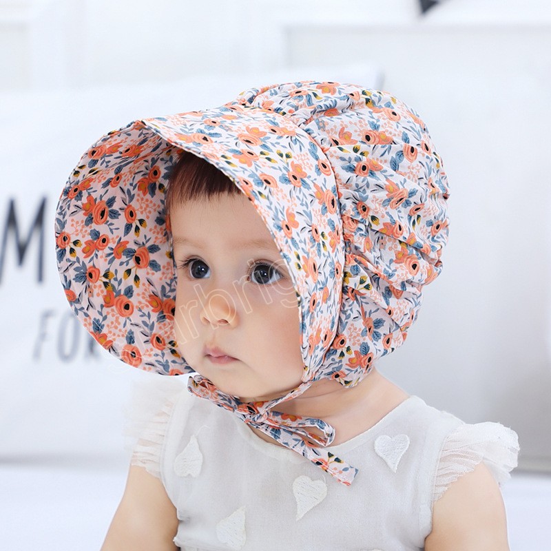 Printemps été mignon Floral nouveau-né bébé fille Panama casquette en plein air soleil chapeaux doux coton visière casquettes 0-12 mois bébé chapeau