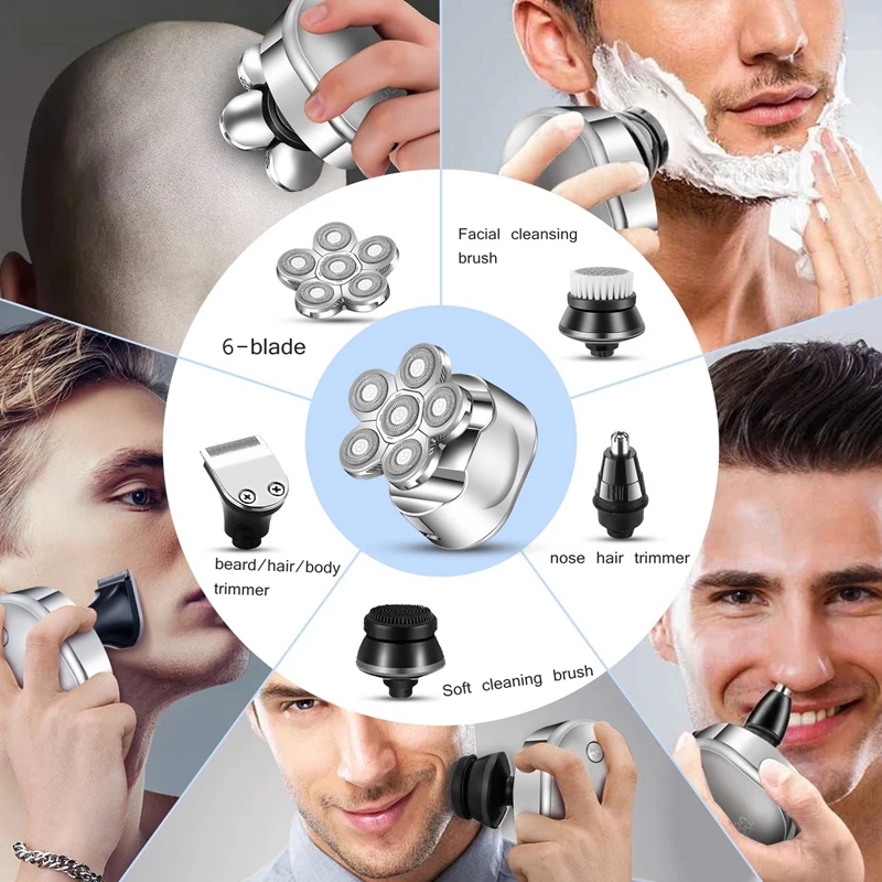 متعددة أدوات الاستمالة عرض رقمي الكهربائية ماكينة حلاقة الشعر المتقلب اللحية الحلاقة الكهربائية الرطب الجاف الرجال آلة حلاقة الوجه