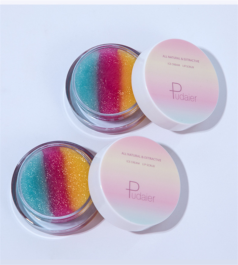 Pudaier Lip Scrub Balm hidrata Remova a pele morta Desalina linhas labiais Lips Care Lipstick