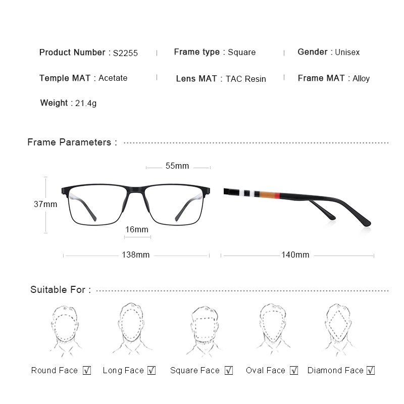 Merrys Design Men Luxury Square Glasses Frame Business Alloy Eyewear Acetate Ben Myopia Recept Eglaslasses S2255 220819298N