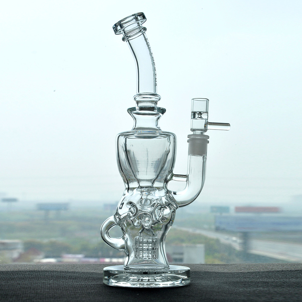 Recycler Stereo Matrix Perc Shisha Bubbler Sidecar Pfeife Fab Egg Oil Rig Dabbers Zwei-Funktions-Glasbongs Wasserpfeifen mit 14-mm-Verbindung