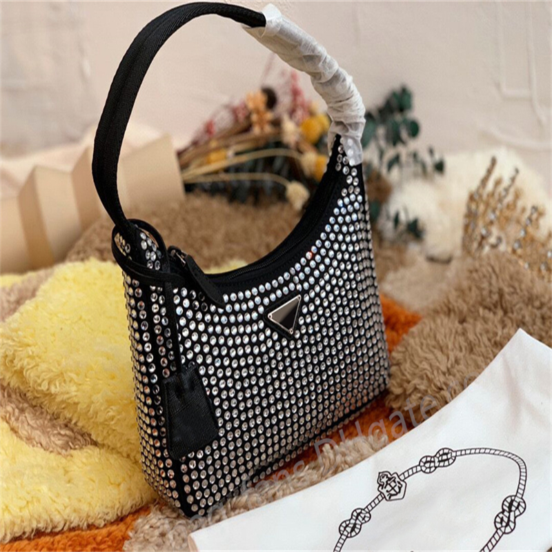Designers Lady sac à main en nylon de haute qualité diamant toile sacs dames Vagabond sac épaule poitrine sac à main avec boîte LL456