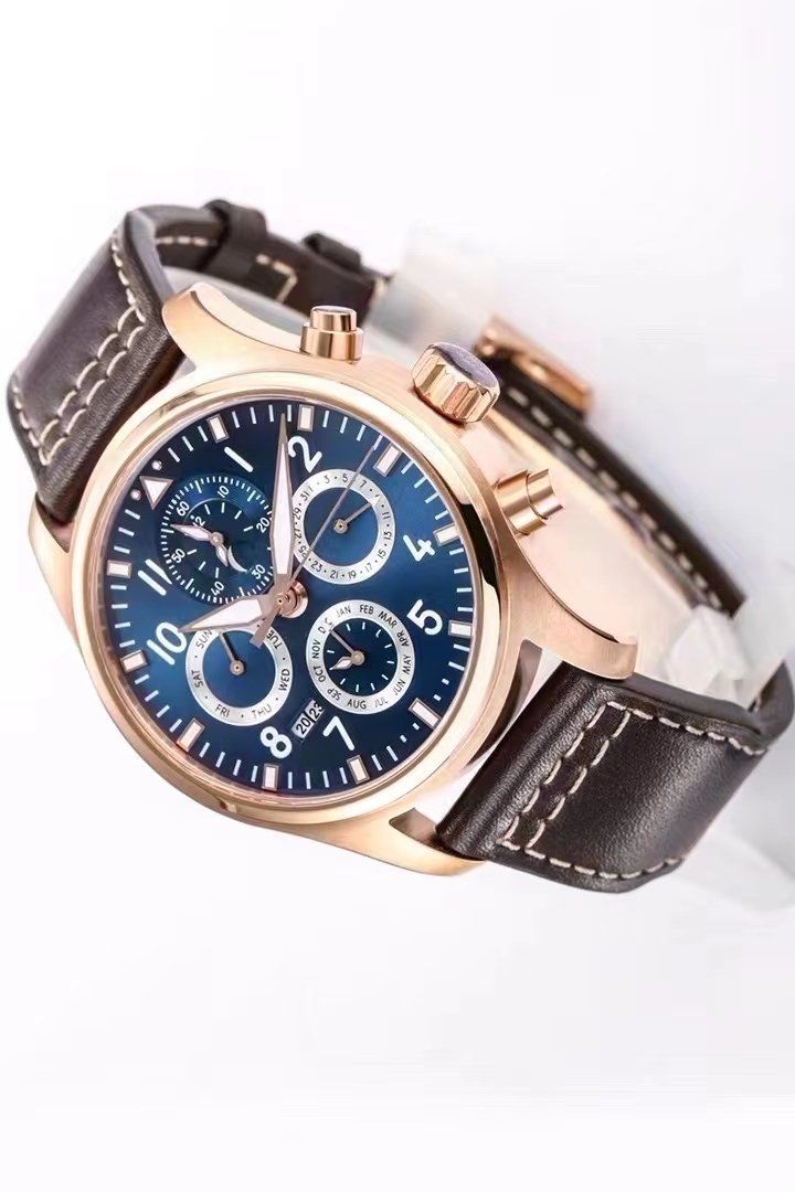 Dial de relógio mecânico masculino 42mm de 42 mm azul claro literal aço rosa aço rosa de alta qualidade movimento japonês