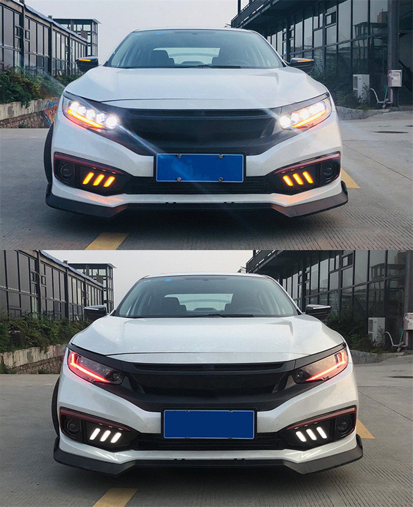 Conjunto de faróis de carro para honda civic x g10 20 16-2021 civic luzes led feixe alto nevoeiro lâmpada dianteira farol de sinal drl