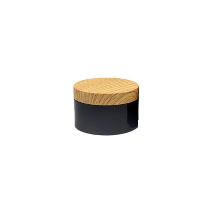 Bouteille en plastique d'emballage vide PET clair brun noir pot Imitation couvercle de grain de bois avec tampon blanc Portable rechargeable contenant d'emballage cosmétique 150G