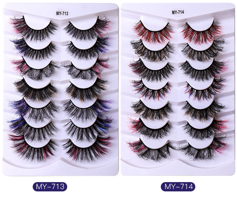 Multilayer Thick Color False Eyelashes Winged Soft & Vivid Curly Crisscross Hand Made Reusable Messy Mink Fake Lashes Extensions Eyes Makeup Easy to Wear