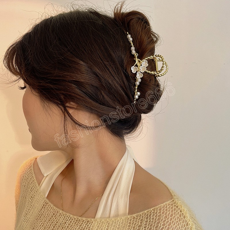 high-end flower Clamps large grab clip temperament elegant hairpin Ponytail Clips WOMAN Hair Jewelry