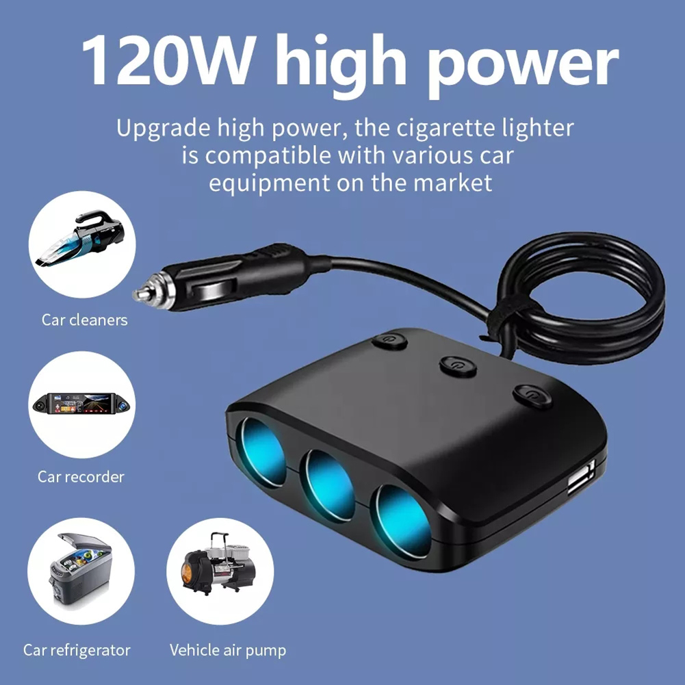 12V 24V 120W Autori Accendi accendissione sigaretta sigaretta Dual Caricatore Auto USB con interruttore ZNB03S