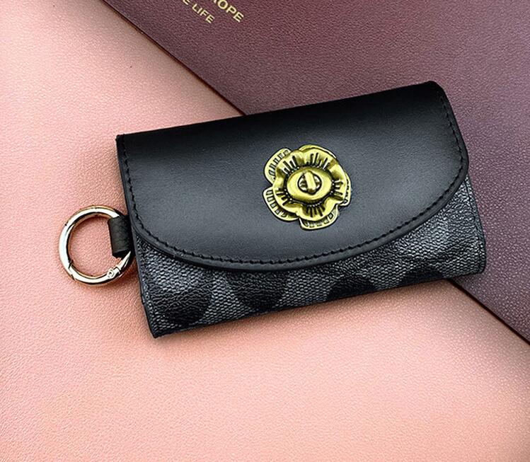 Designer Man Women Print Camellia Long Walls Key Case Card Holders Fashion Vintage Lady Clutch Wallet Coin Purses Card Holder Purse With Box