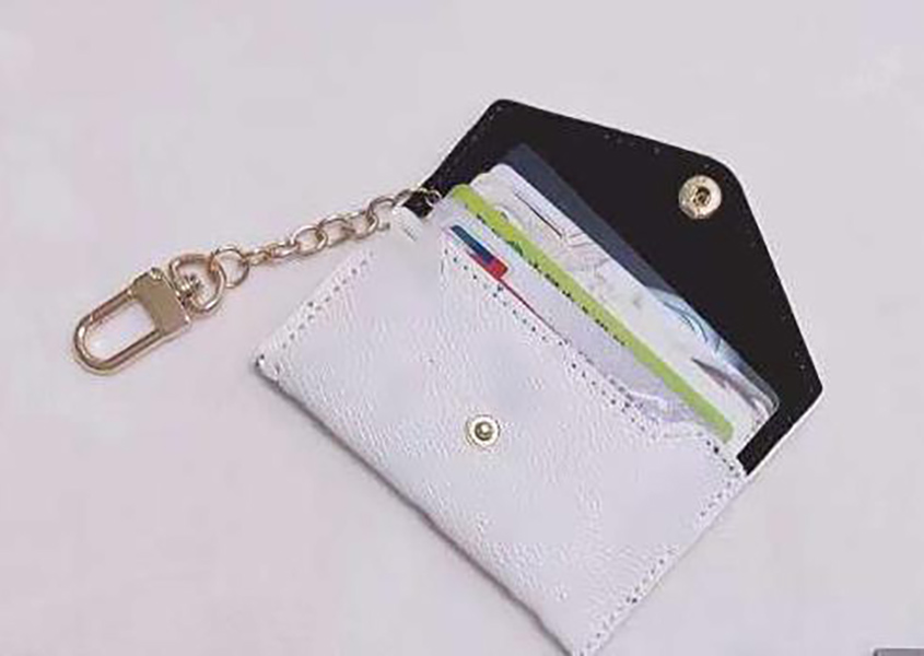 Designer Wallet Card Holders Keychain Keyring Fashion Purse Car Chain Charm Brown Womens Mens Key Ring Credit Card Holder Zip Coin227d