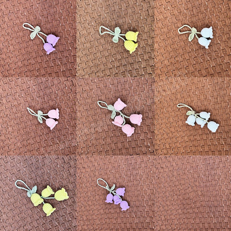 Porte-clés en fil de Crochet fait à la main, carillons éoliens, pendentif fleur de muguet, porte-clés de voiture, accessoires bijoux