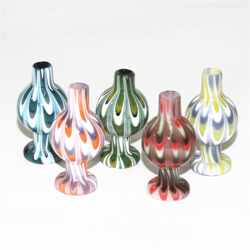 Smoking Glass Bubble Carb Cap 26mm OD Stripe Carb Caps for Beveled Edge Quartz Banger Nails Water Bongs Dab Rig