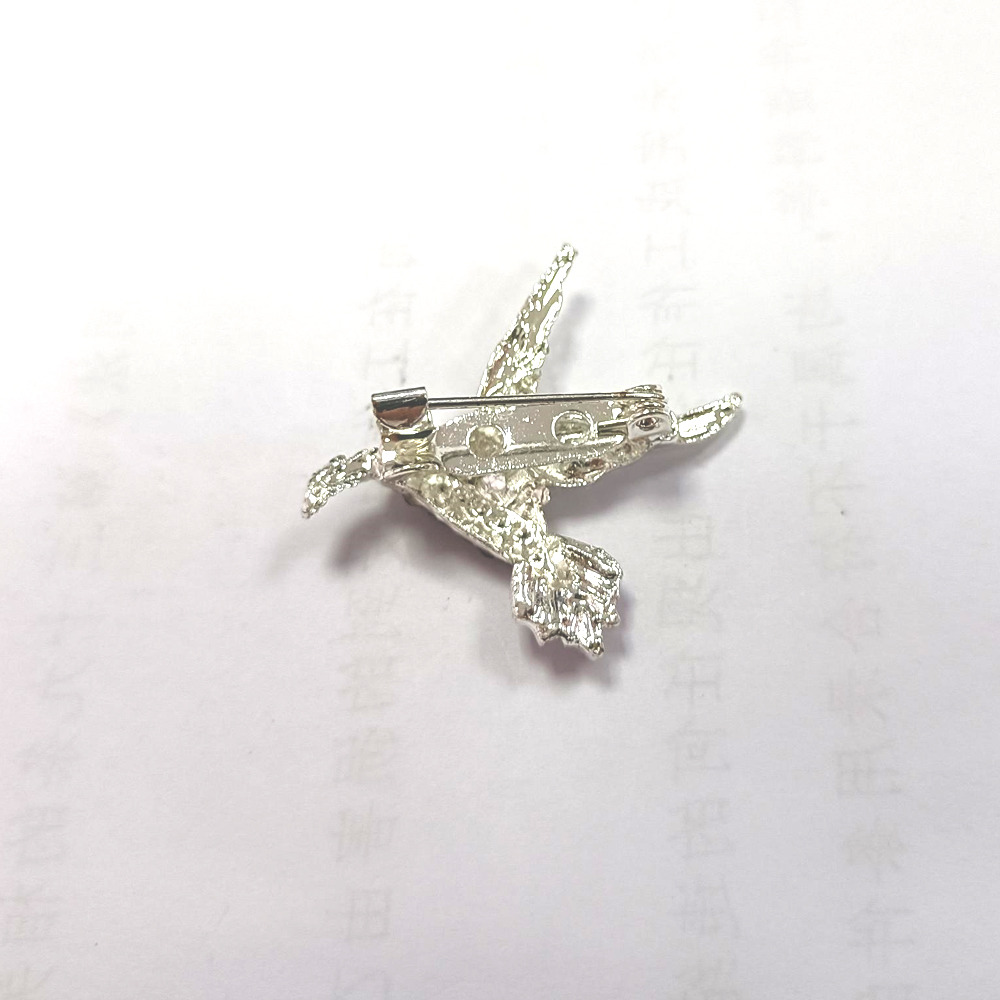 /Vintage Silver Fild Tone Small Purple Hummingbird Brouches Rhinestone Crystal Animal Bird Brooch for Women