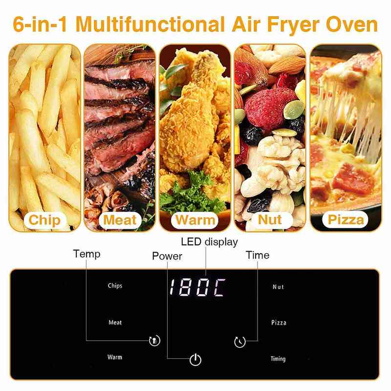 15L 1400W Elektrische luchtfriteuse Oven Boosterrotisserie Dehydrator LED Touchscreen Kip Frituurmachine 6 in 1 aanrechtoven T220822