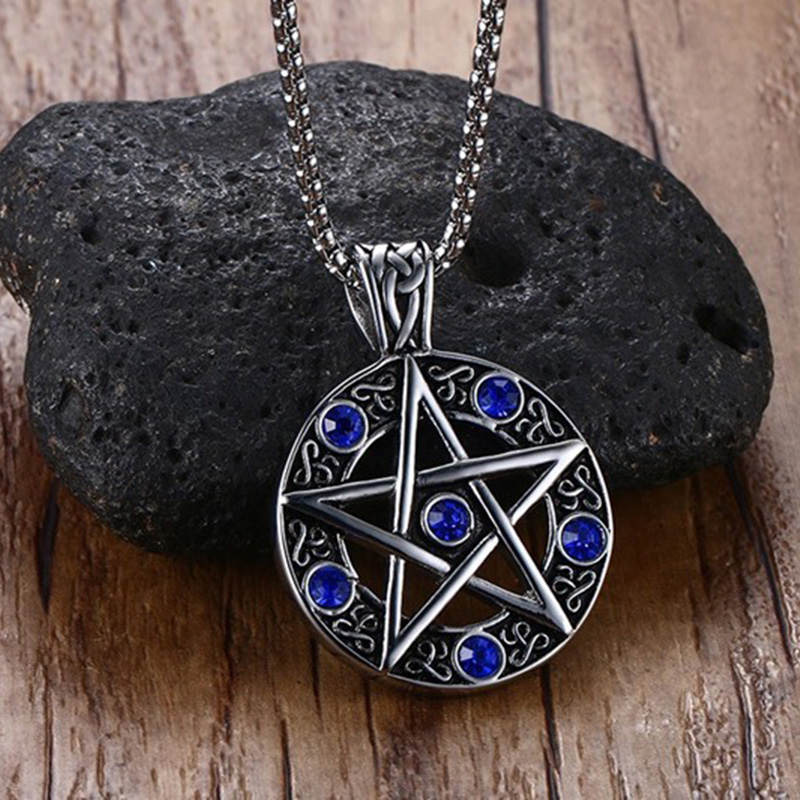 Pentagram satanisk symbolhalsband satan dyrkan hänge vintage diamanthalsband smycken grossist