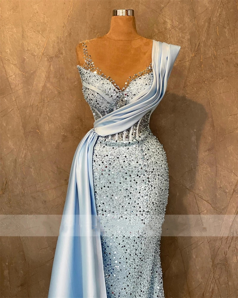 Luxury Beading Mermaid Prom Party Dresses 2023 Elegant Sweethear Pearls Formal Prom Evening Occasion Gowns Robes De Soiree