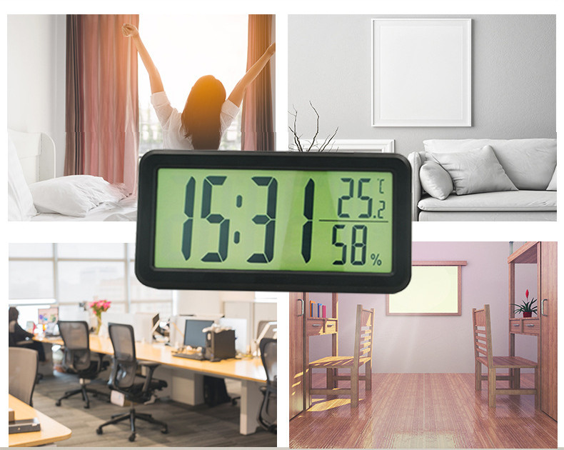 LED numérique réveil température Date affichage horloge de bureau calendrier Snooze fonction Station météo horloge murale pour la maison