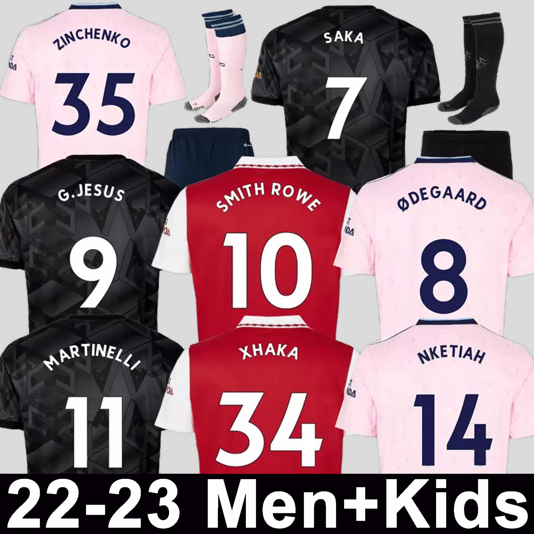 SMITH ROWE G.JESUS SAKA soccer jersey SALIBA 22 23 Fans Player version ODEGAARD NKETIAH MARTINELLI TIERNEY 2022 2023 football kits shirt Men Kids sets uniforms