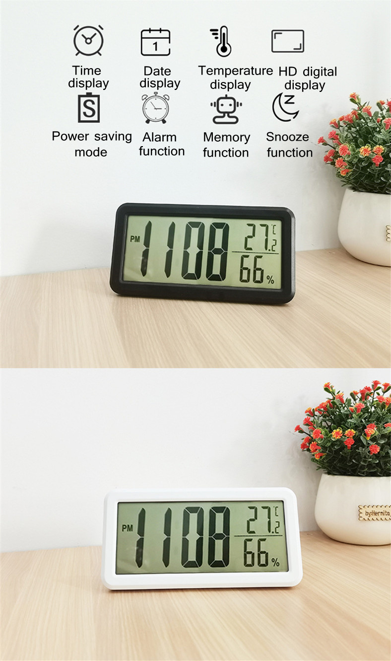 LED numérique réveil température Date affichage horloge de bureau calendrier Snooze fonction Station météo horloge murale pour la maison