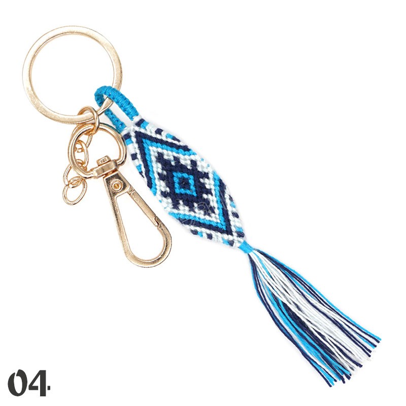 Porte-clés en macramé avec pompon fait à la main, style Boho, fait à la main, sac de voiture, bijoux suspendus, cadeaux, corde en coton tressée