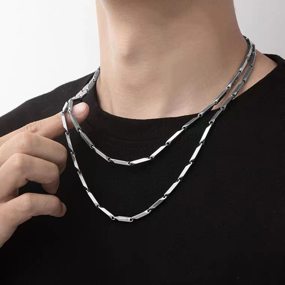 Acier inoxydable argent riz forme chaînes collier lien chaîne bijoux pour hommes et femmes bijoux accessoires