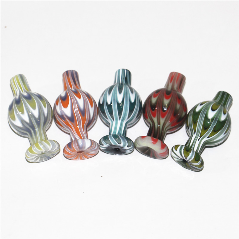 Smoking Glass Bubble Carb Cap 26mm OD Stripe Carb Caps for Beveled Edge Quartz Banger Nails Water Bongs Dab Rig