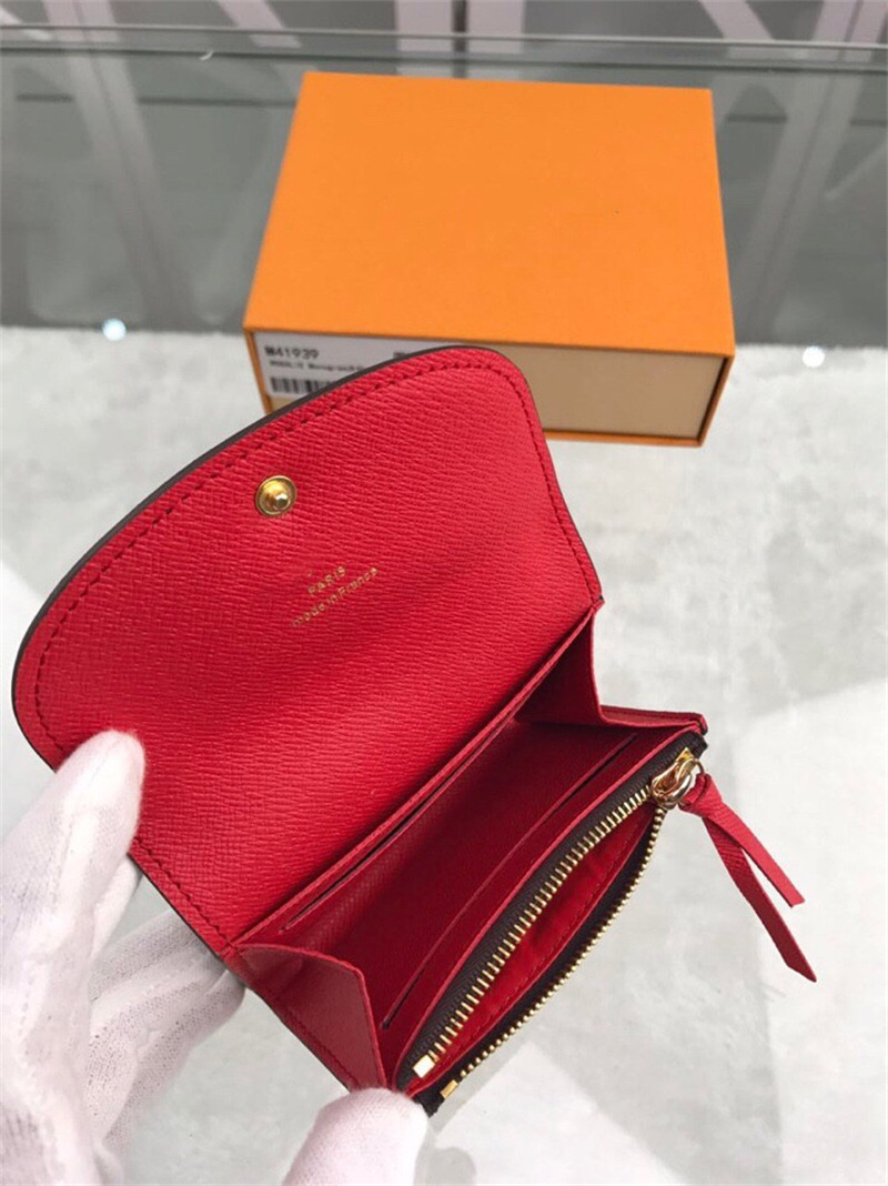 Män och kvinnokorthållare Röd blixtlås Korta plånböcker Fashion Läder Slim Man Purses Money Clip Credit Card Dollar Wallet With Box