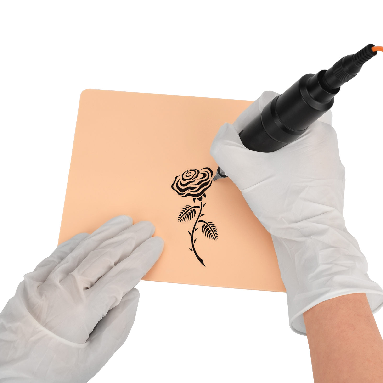 Silicone Tattoo Practice Skin 1mm espessura para iniciantes laranja fosco matte em branco 