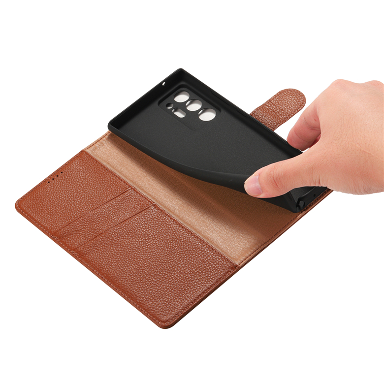 Magnetic Folio ￤kta Lychee Grain Leather -telefonfodral f￶r iPhone 14 13 12 Mini 11 Pro Max XR Samsung Galaxy Note20 Ultra Note10 Dual Card Slots Pl￥nbok Kickstand Shell