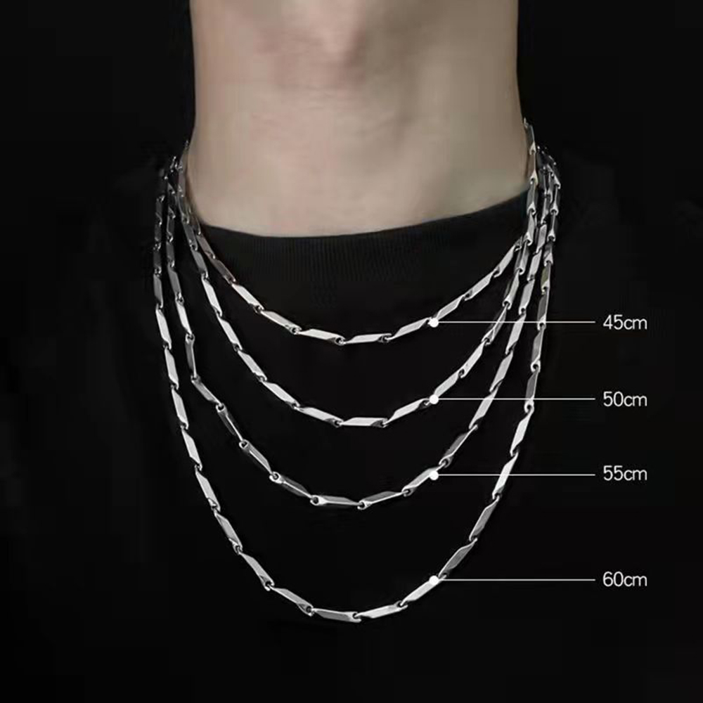 Stal nierdzewna srebrny kształt ryżu łańcuszki naszyjnik Link Chain biżuteria dla mężczyzn i kobiet biżuteria akcesoria