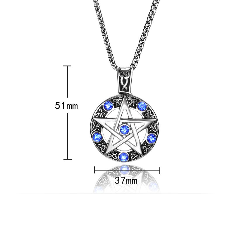 Pentagram Satanic Symbol Necklace Satan Worship Pendant Vintage Diamond Necklaces Jewelry Wholesale