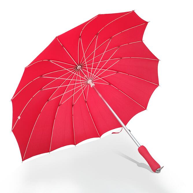 Femmes Parapluies En Forme De Coeur Amour Parapluie Adulte De Mariée Cadeau De Mariage Rouge Imperméable À L'eau Résistant Au Vent