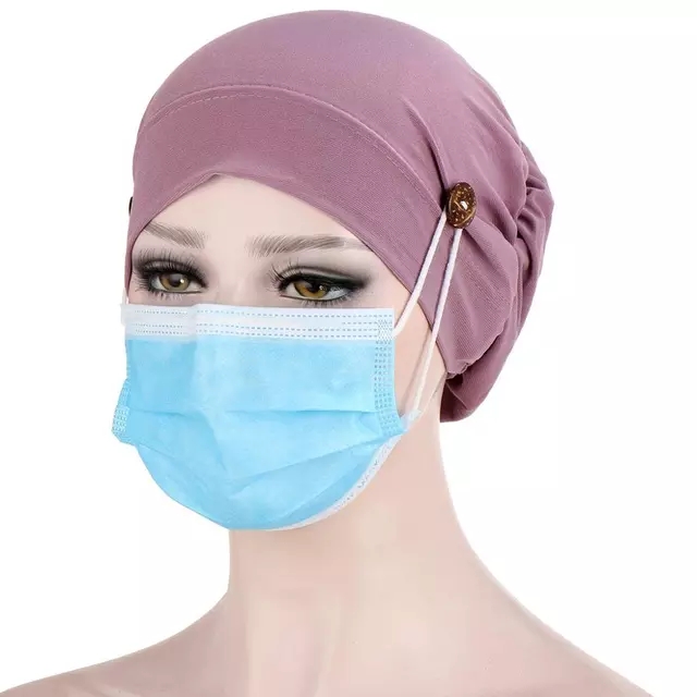 Ramadan Muslim Fashion Bouffant Hijab Caps con bottoni Unisex fascia elastica Turbante Bonnet le donne pronto da indossare