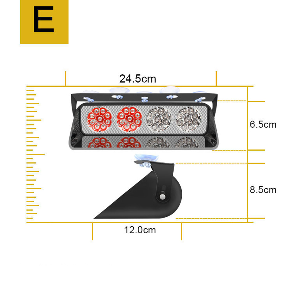 Auto-LKW-Notfall-Blinker, LED-Blitzwarnlicht, Tagfahrlicht, LED-Polizeilichter, 36 LEDs, Blinkmodi, S36