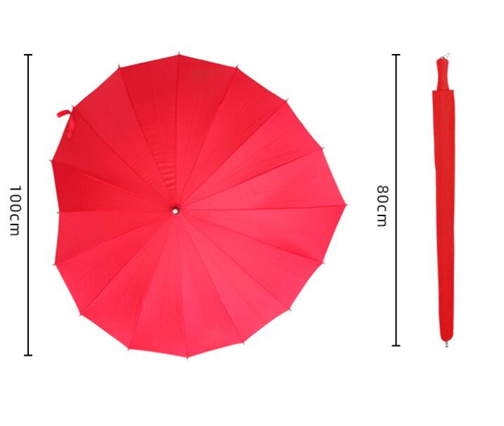 Women Umbrellas Heart Shaped Love Umbrella Adult Bridal Wedding Gift Red Waterproof Wind Resistant