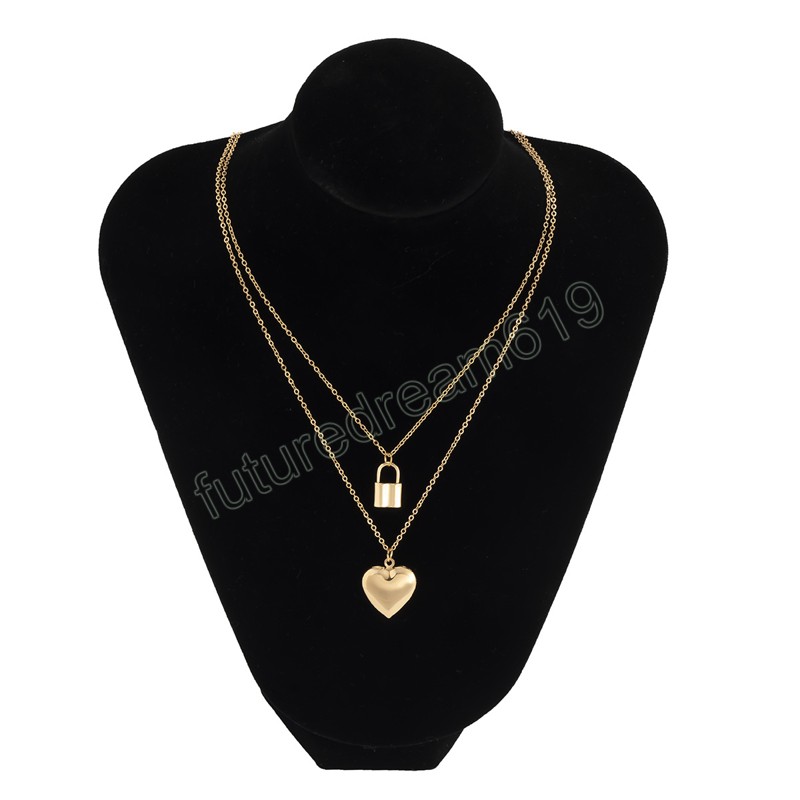 Collier Vintage en alliage Simple en forme de cœur, pendentif en métal couleur or pour femmes, style Boho, clavicule, bijoux à la mode pour filles