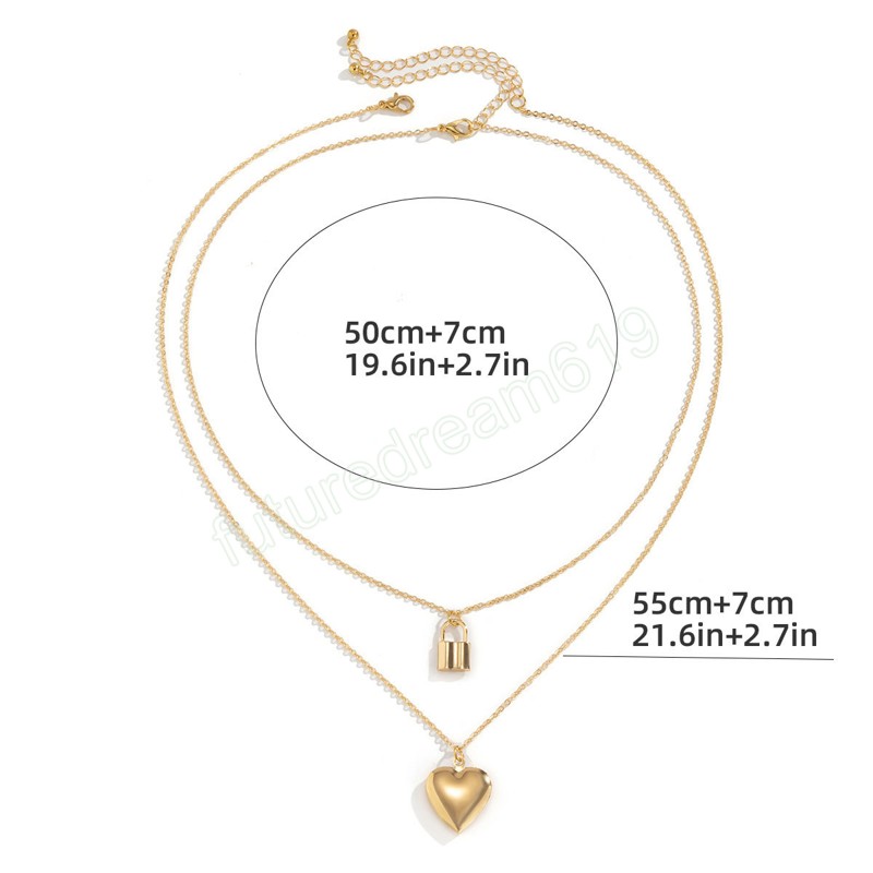 Vintage Simple Alloy Heart Shape Gold Color Metal Pendant Necklace Women Boho Clavicle Necklaces Girls Fashion Jewelry