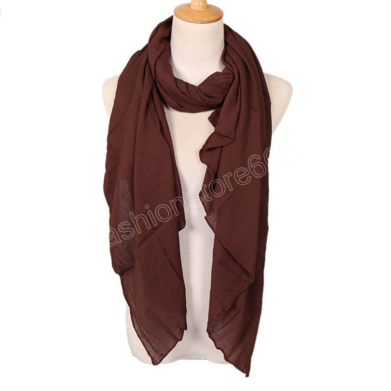 Plain Hijab Long Scarf Shawl Muslim Women Pleated Cotton Crinkle Headband Veil Scarves Fashion Islamic Headscarf Wrap 180x95cm