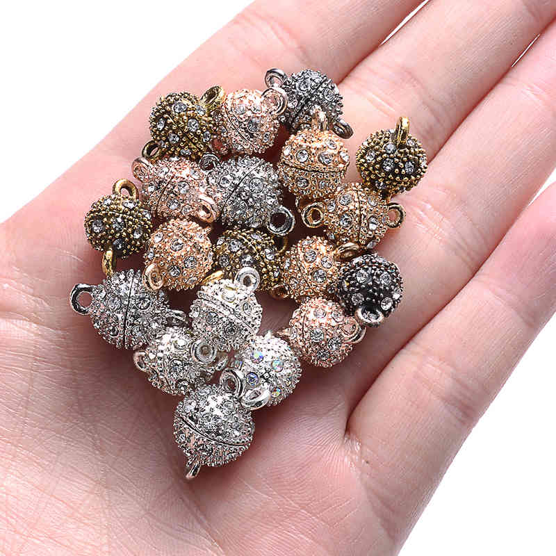 5 Çift Yuvarlak Mıknatıs Bağlı Tıkıklar Boncuklar Rhinestone Charms Cheekope Diy Çift Manyetik Toka Takı Bilezik 14/16mm