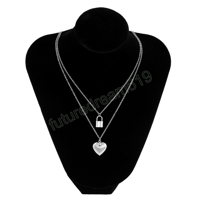 Collier Vintage en alliage Simple en forme de cœur, pendentif en métal couleur or pour femmes, style Boho, clavicule, bijoux à la mode pour filles