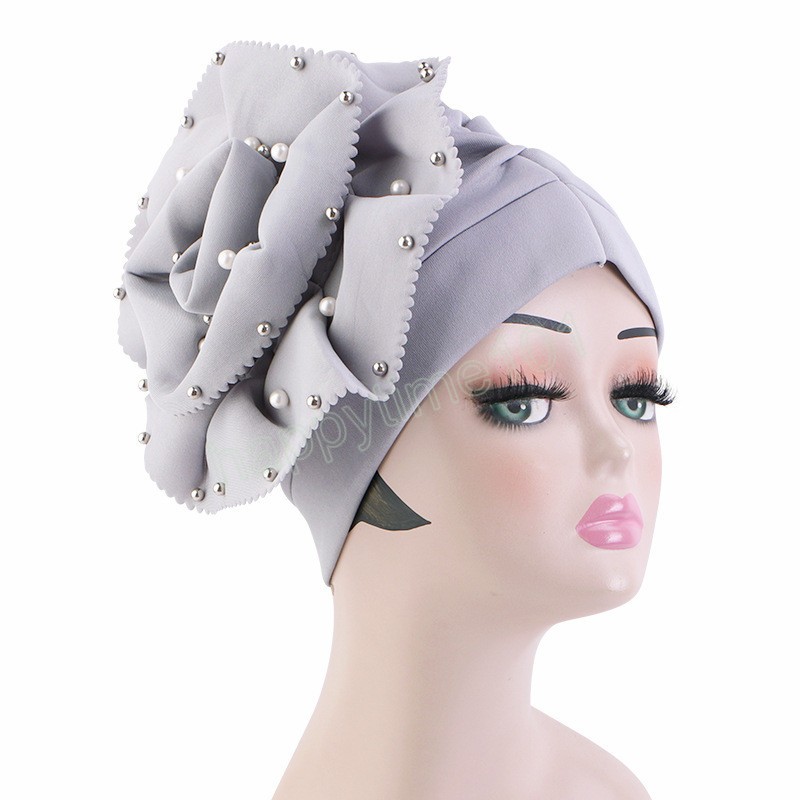 Fashion Party Turban Cap Copricapo Musulmano Delle Donne Grande Fiore Hijab In Rilievo Cappelli Berretti Africano Nigeria Femme Bandane Headtie