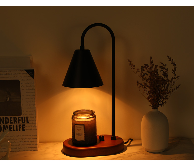 110 فولت/230 فولت شمعة كهربائية دافئة الشمع ذوبان الضوء الإبداعي طاولة العطرية الخشبية قاعدة السرير بجانب السرير