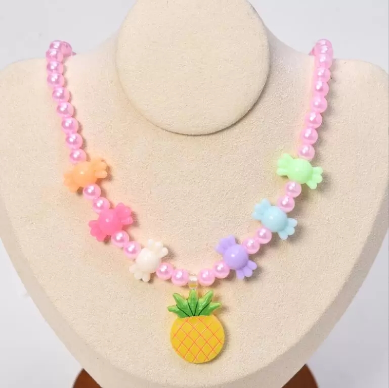 Collier de bijoux pour enfants, 6 Styles, accessoire multi-perles, pendentif fleur dinosaure, cadeau d'anniversaire pour fille, 8942397