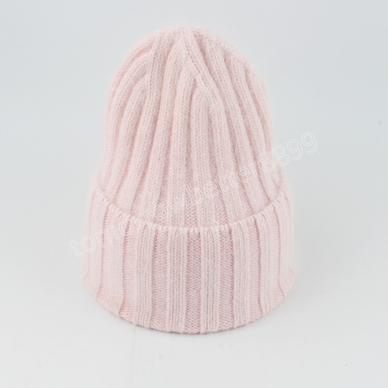 Gorro de invierno, gorro de piel de conejo auténtico para mujer, gorro cálido a la moda, gorro de punto Unisex, gorro sólido para la cabeza con cubierta para adultos