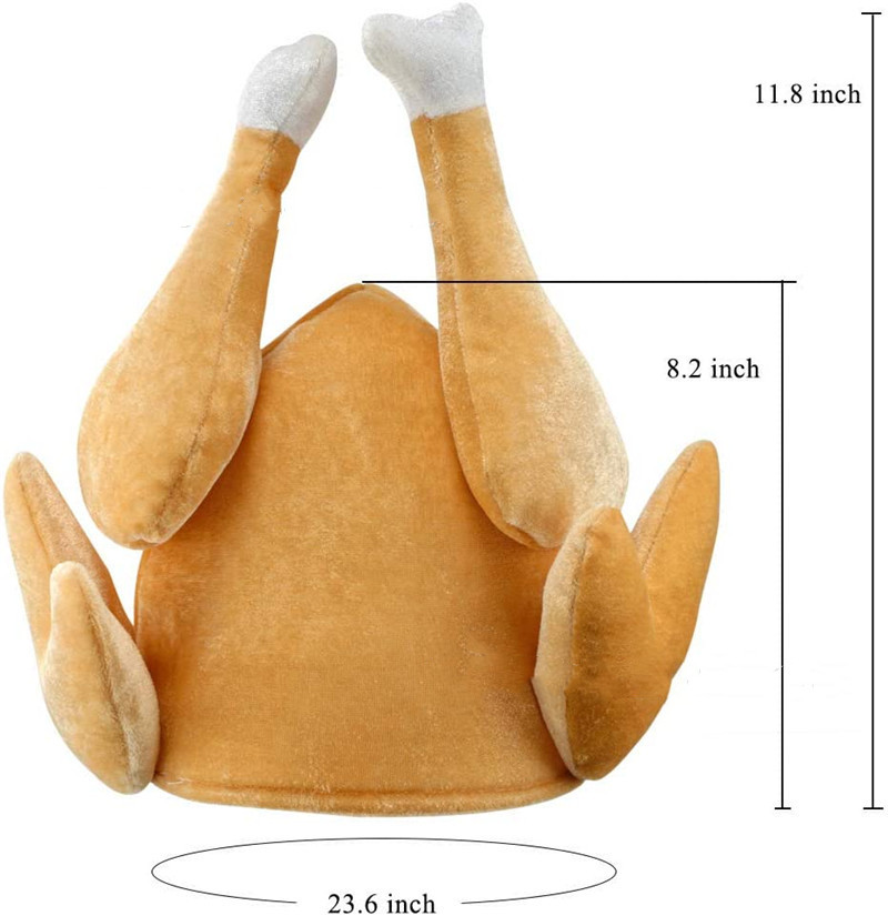 Chapeaux de dinde rôtie en peluche, créations effrayantes, chapeau de décoration, poulet cuit, oiseau secret pour Costume de Thanksgiving, habillage de fête9891250