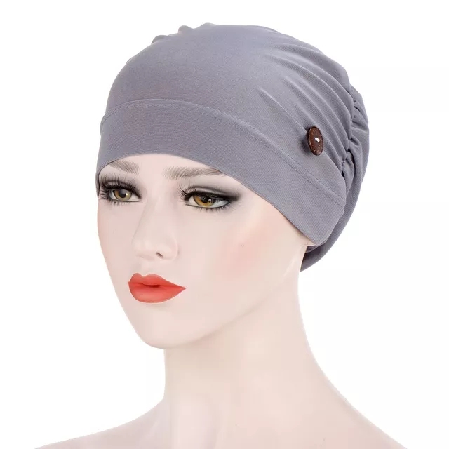 Ramadan Muslim Fashion Bouffant Hijab Caps con bottoni Unisex fascia elastica Turbante Bonnet le donne pronto da indossare