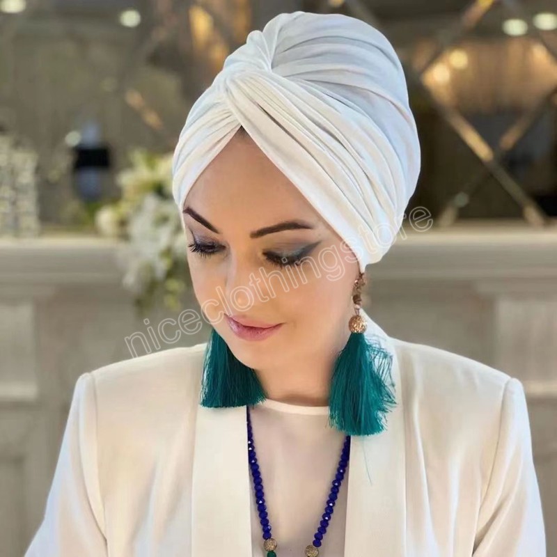 Muzułmańskie czapki turban podkładka abaya headwrap dla kobiety islamska koszulka natychmiastowa lady marszczenie arabskich czapek czapki