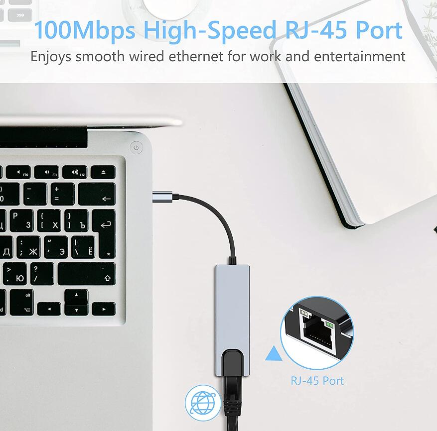 USB C Hub لـ MacBook 5 8 في 1 محول PC PD Charge 8 Ports Dock Station RJ45 التوافق TF/SD Card Macbook Type-C Flitter