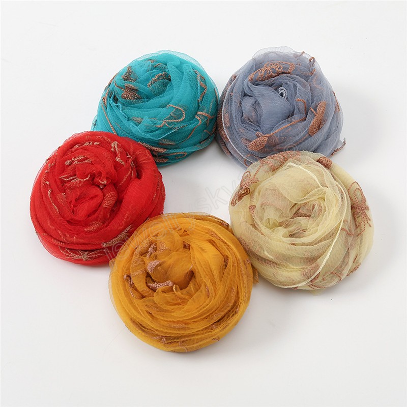 12 couleurs mode femmes Polyester écharpe point uni Floral mince châles et enveloppes femme Foulards Echarpe musulman Hijab 180x90Cm